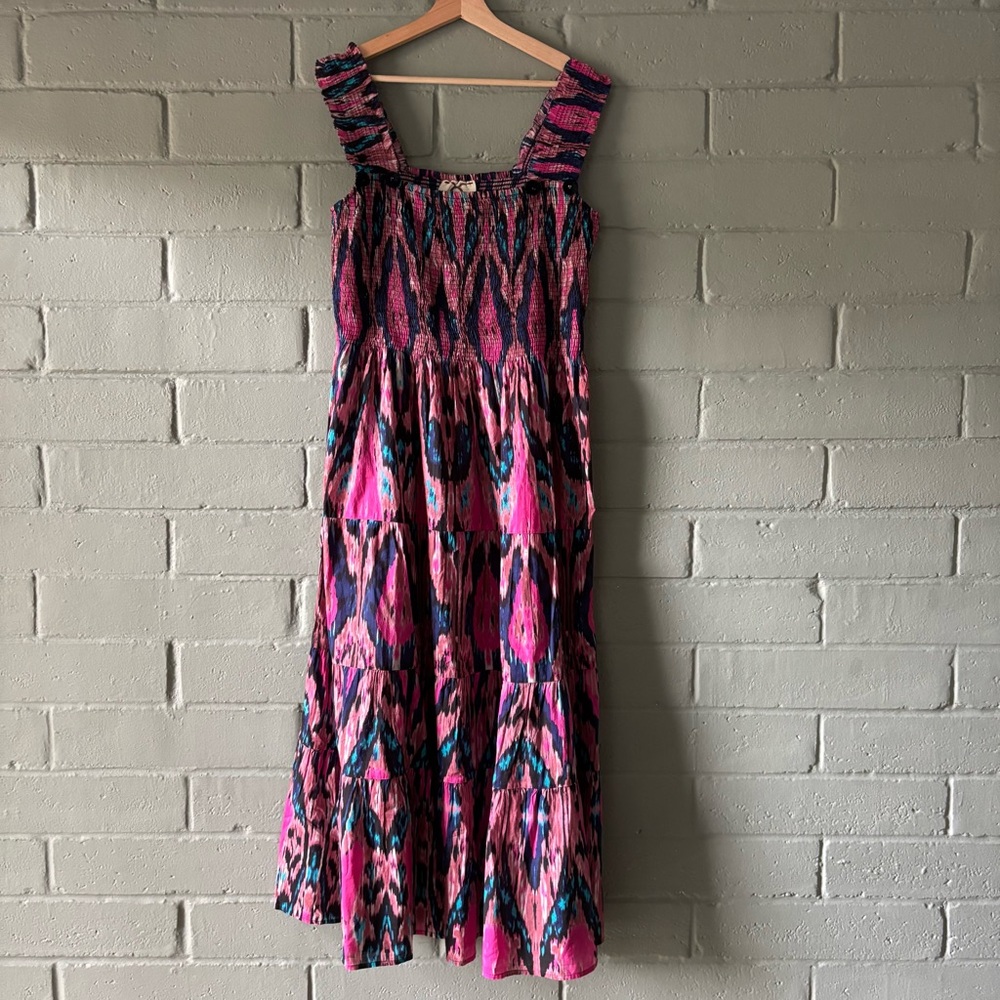 NWT Figue Luella Maxi Dress XL Pink Azalea Print Handmade